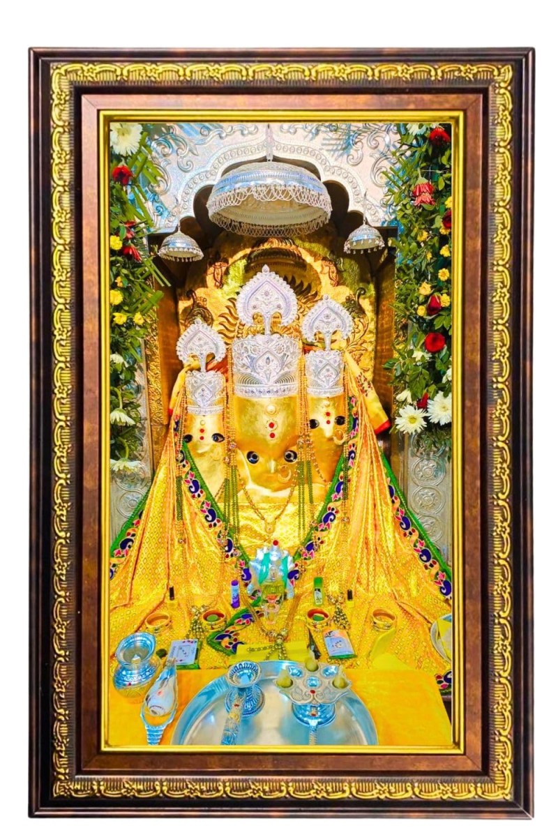 Maa Baglamukhi Digital Golden Balck Color Photo Frame | Hindu Religious Wall Decor | 10x16 Inches - Inspirational Wall Art for Office, Home Decor - Ideal Spiritual Gift (F16961)