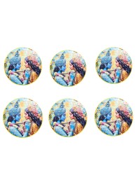 Stainless Steel Round Radha Krishna Fridge Magnet | Devotional & Decorative Refrigerator Magnet for Home & Office | Premium Finish | Pack of 2