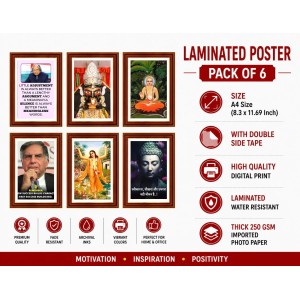 Pack Of 6 Laminated A4 Wall Posters | Spiritual, Motivational & Inspirational Designs | 250 GSM Photo Paper | Water-Resistant | Double-Sided Tape (F39166)