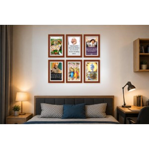 Pack Of 6 Laminated A4 Wall Posters | Spiritual, Motivational & Inspirational Designs | 250 GSM Photo Paper | Water-Resistant | Double-Sided Tape (F39329)
