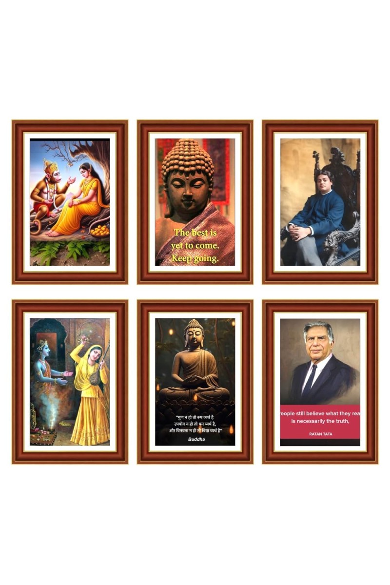 Pack Of 6 Laminated A4 Wall Posters | Spiritual, Motivational & Inspirational Designs | 250 GSM Photo Paper | Water-Resistant | Double-Sided Tape (F39046)