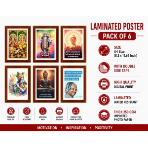 Pack Of 6 Laminated A4 Wall Posters | Spiritual, Motivational & Inspirational Designs | 250 GSM Photo Paper | Water-Resistant | Double-Sided Tape (F39325)