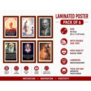 Pack Of 6 Laminated A4 Wall Posters | Spiritual, Motivational & Inspirational Designs | 250 GSM Photo Paper | Water-Resistant | Double-Sided Tape (F39241)