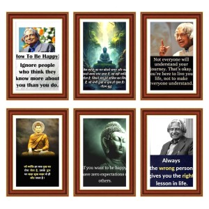 Pack Of 6 Laminated A4 Wall Posters | Spiritual, Motivational & Inspirational Designs | 250 GSM Photo Paper | Water-Resistant | Double-Sided Tape (F38949)