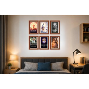 Pack Of 6 Laminated A4 Wall Posters | Spiritual, Motivational & Inspirational Designs | 250 GSM Photo Paper | Water-Resistant | Double-Sided Tape (F39241)