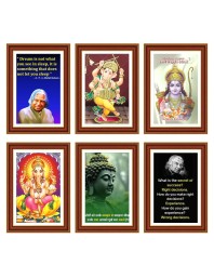 Pack Of 6 Laminated A4 Wall Posters | Spiritual, Motivational & Inspirational Designs | 250 GSM Photo Paper | Water-Resistant | Double-Sided Tape (F39406)