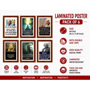 Pack Of 6 Laminated A4 Wall Posters | Spiritual, Motivational & Inspirational Designs | 250 GSM Photo Paper | Water-Resistant | Double-Sided Tape (F38949)