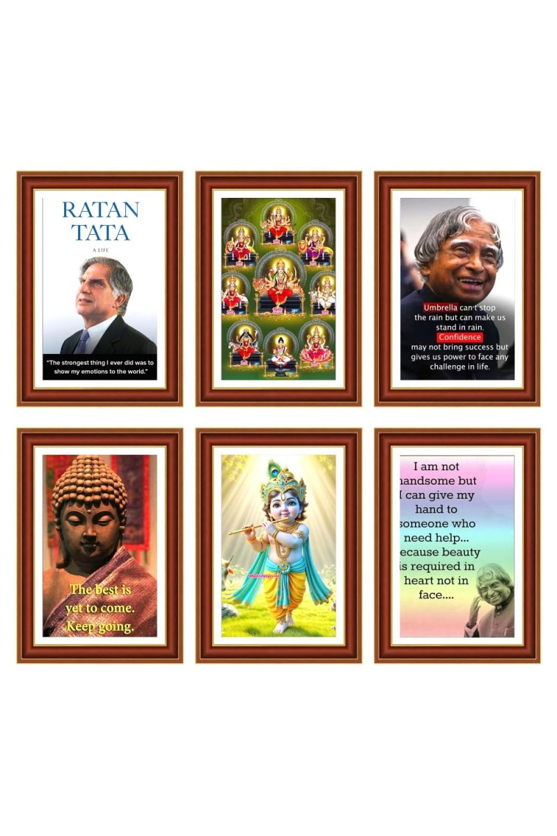 Pack Of 6 Laminated A4 Wall Posters | Spiritual, Motivational & Inspirational Designs | 250 GSM Photo Paper | Water-Resistant | Double-Sided Tape (F38985)