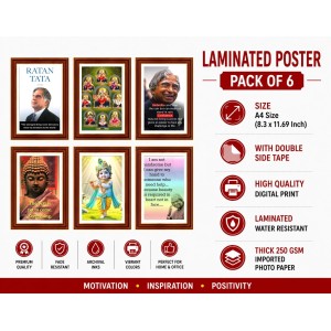 Pack Of 6 Laminated A4 Wall Posters | Spiritual, Motivational & Inspirational Designs | 250 GSM Photo Paper | Water-Resistant | Double-Sided Tape (F38985)