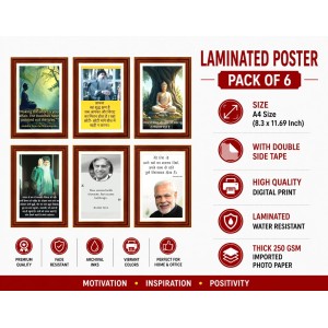 Pack Of 6 Laminated A4 Wall Posters | Spiritual, Motivational & Inspirational Designs | 250 GSM Photo Paper | Water-Resistant | Double-Sided Tape (F39098)