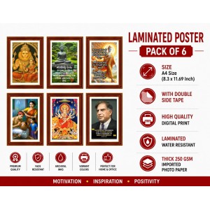 Pack Of 6 Laminated A4 Wall Posters | Spiritual, Motivational & Inspirational Designs | 250 GSM Photo Paper | Water-Resistant | Double-Sided Tape (F39236)