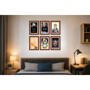 Pack Of 6 Laminated A4 Wall Posters | Spiritual, Motivational & Inspirational Designs | 250 GSM Photo Paper | Water-Resistant | Double-Sided Tape (F39286)