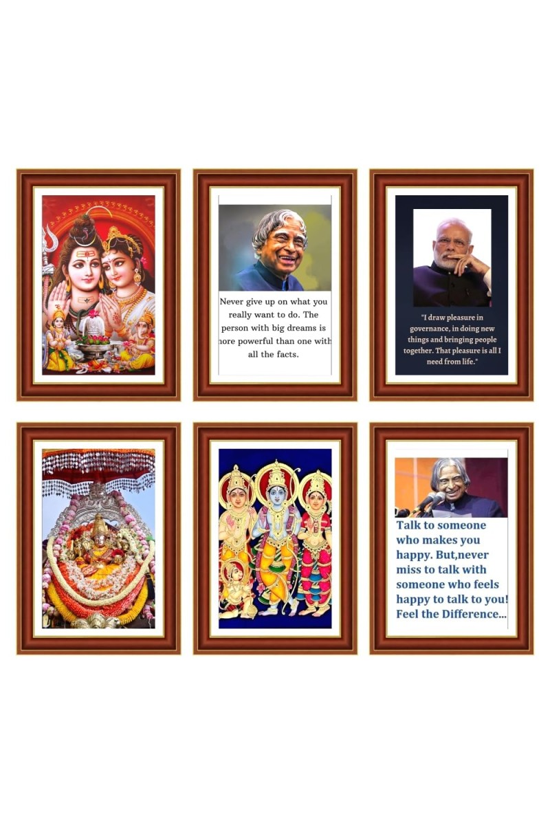 Pack Of 6 Laminated A4 Wall Posters | Spiritual, Motivational & Inspirational Designs | 250 GSM Photo Paper | Water-Resistant | Double-Sided Tape (F39206)