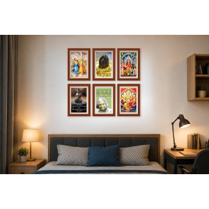 Pack Of 6 Laminated A4 Wall Posters | Spiritual, Motivational & Inspirational Designs | 250 GSM Photo Paper | Water-Resistant | Double-Sided Tape (F39420)