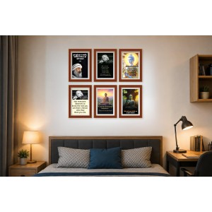 Pack Of 6 Laminated A4 Wall Posters | Spiritual, Motivational & Inspirational Designs | 250 GSM Photo Paper | Water-Resistant | Double-Sided Tape (F39010)