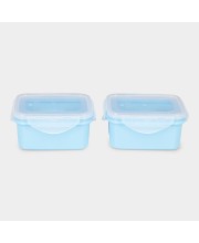 Hitech Sales 450ml Plastic Container Set of 2 – Light Blue Airtight Storage Boxes for Kitchen & Pantry