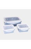 Hitech Sales Plastic Container Set of 3 – BPA-Free, Durable Food Storage Boxes with Lids – Stackable & Reusable – Blue