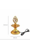 Electric LED Om Diya Lamp Pair | Golden Decorative with Om Symbol for Pooja, Temple, Home & Festival Decoration (Set of 2)