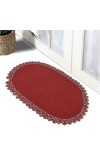 Hitech Rugs Oval Shape Durable Cotton Door Mat Heavy Duty Indoor Outdoor Easy Clean Mats for Living Room/Bathroom/Kitchen/Entrance (Pack of 1, Red)