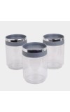 Hitech Sales 1.1L Plastic Container Set of 3 – Grey | Airtight, Stackable, BPA-Free Storage Jars for Kitchen & Pantry
