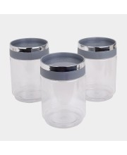 Hitech Sales 1.1L Plastic Container Set of 3 – Grey | Airtight, Stackable, BPA-Free Storage Jars for Kitchen & Pantry