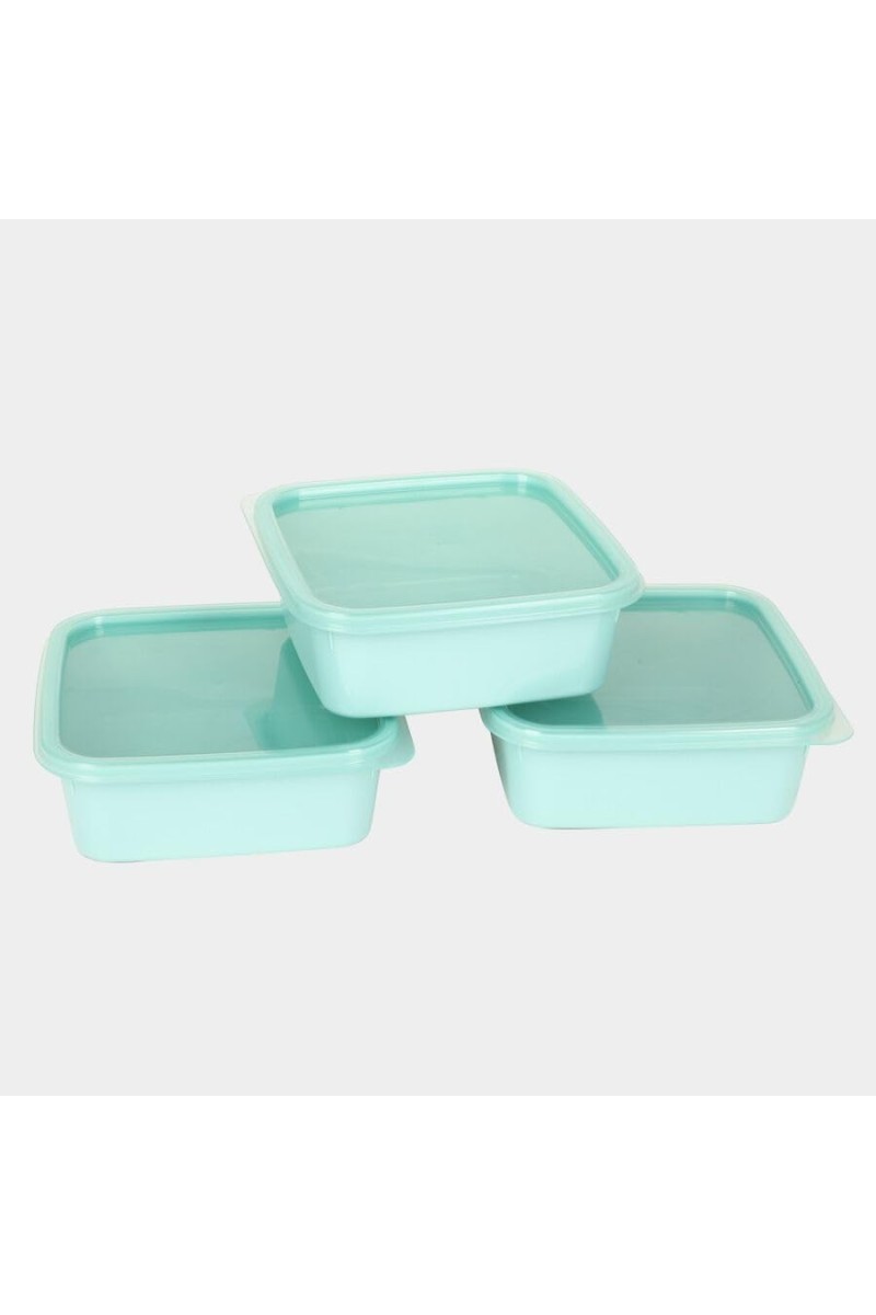 Hitech Sales 500ml Plastic Container Set – Set of 3 BPA-Free, Reusable Food Storage Boxes with Lids – Stackable & Lightweight – Green