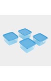 Hitech Sales 220ml Plastic Container Set of 4 – BPA-Free, Durable Food Storage Boxes with Lids – Stackable & Reusable – Blue