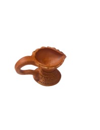 Handcrafted Terracotta Diya Lamp with Decorative Leaf Design – Traditional Indian Oil Lamp for Diwali, Puja, and Home Décor