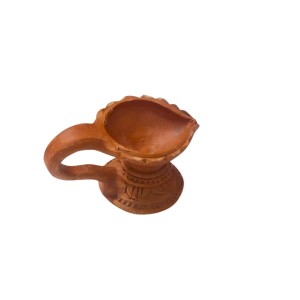 Handcrafted Terracotta Diya Lamp with Decorative Leaf Design – Traditional Indian Oil Lamp for Diwali, Puja, and Home Décor