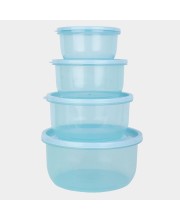 Hitech Sales Plastic Container Set of 4 – BPA-Free, Durable Food Storage Boxes with Lids – Stackable & Reusable – Light Blue