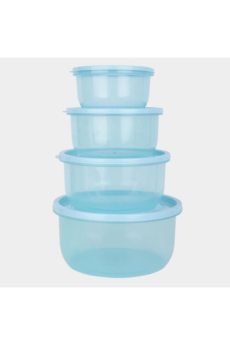 Hitech Sales Plastic Container Set of 4 – BPA-Free, Durable Food Storage Boxes with Lids – Stackable & Reusable – Light Blue