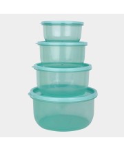 Hitech Sales Plastic Container Set of 4 – BPA-Free, Durable Food Storage Boxes with Lids – Stackable & Reusable – Light Green