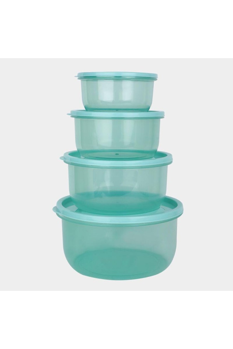 Hitech Sales Plastic Container Set of 4 – BPA-Free, Durable Food Storage Boxes with Lids – Stackable & Reusable – Light Green