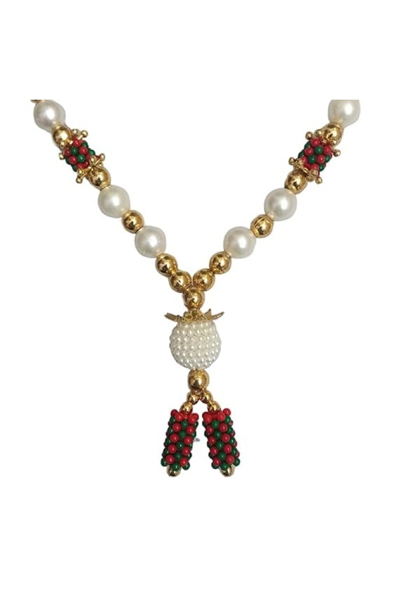 Hitech Sales Artificial Pearl and Bead Decorative Floral Garland Mala for Pooja, Mandir, Home Décor, and Festivals | Multicolor Design with Pendant Hanging (Small, 22 cm)