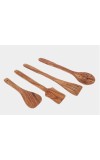 Hitech Sales Natural Pure Wood Sheesham NonStick Cookware Kitchen Utensils Set of 4 Seamless Design Spoons for Cooking Baking & Mixing Includes Frying Serving Spatula Chapati Dessert Rice