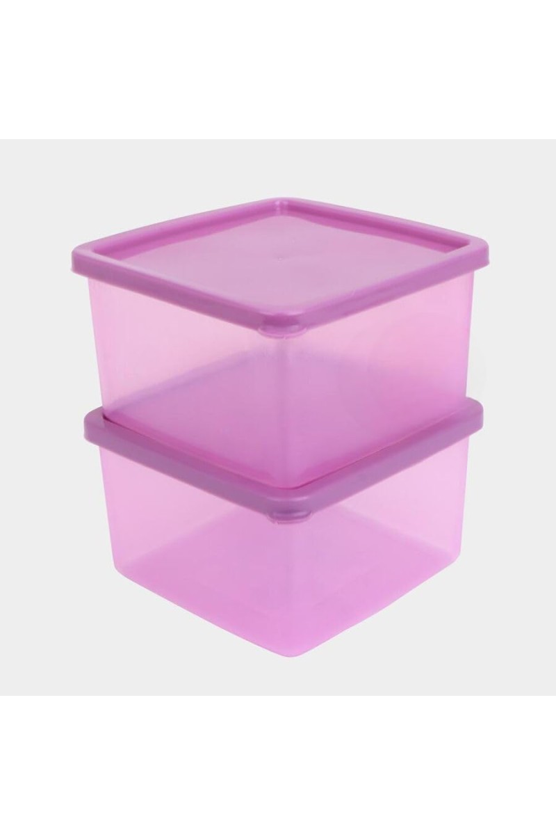 Hitech Sales 390ml Plastic Container Set of 2 – BPA-Free, Durable Food Storage Boxes with Lids – Stackable & Reusable – Purple