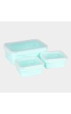Hitech Sales Plastic Container Set of 3 – BPA-Free, Durable Food Storage Boxes with Lids – Stackable & Reusable – Green