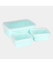 Hitech Sales Plastic Container Set of 3 – BPA-Free, Durable Food Storage Boxes with Lids – Stackable & Reusable – Green