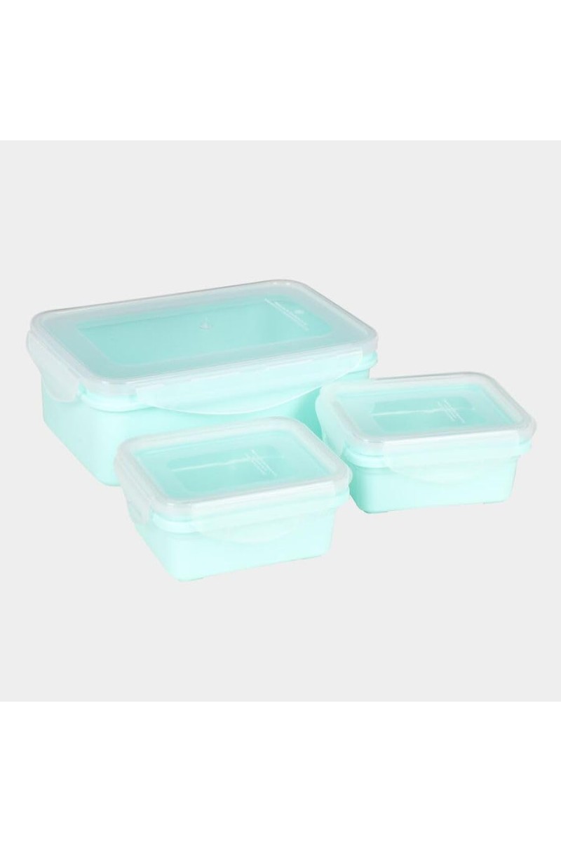 Hitech Sales Plastic Container Set of 3 – BPA-Free, Durable Food Storage Boxes with Lids – Stackable & Reusable – Green