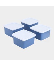 Hitech Sales 220ml Plastic Container Set of 4 – BPA-Free, Durable Food Storage Boxes with Lids – Stackable – Blue
