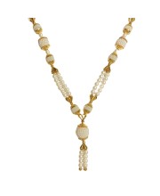 Handmade Golden & White Color Moti Mala/Garland | 15 inch Decorative Haar for God Idol, Temple & Home Décor