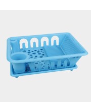 Hitech Sales Plastic Dish Rack – Light Blue | Compact, BPA-Free Drainer with Drip Tray for Kitchen Organization