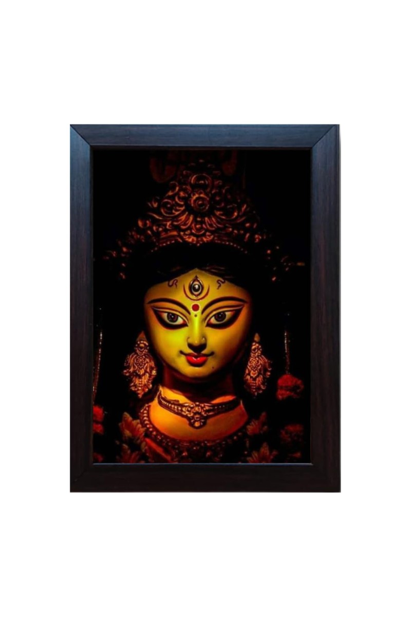 Hitech Maa Durga Devi, Durga, Dugga Goddess Laminated Photo Frame for Table, Study & Living Room, Gifts : Divine Blessings for Your Home (Synthetic Wood Base and Front Glass, 8 x 6 inch)