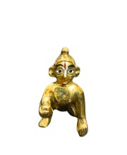 Brass Laddu Gopal Idol Crawling Baby Krishna Murti | Bal Gopal Statue for Home Temple, Puja & Decor Pooja Mandir