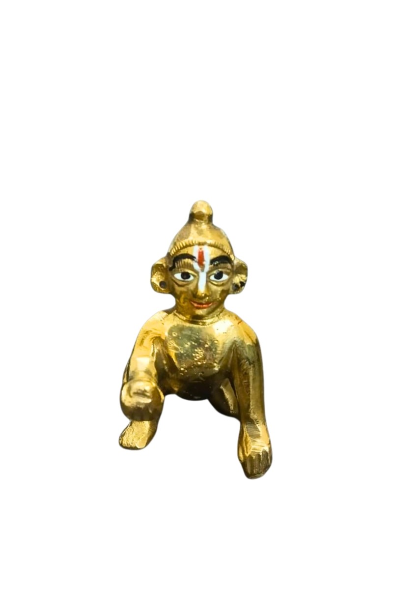 Brass Laddu Gopal Idol Crawling Baby Krishna Murti | Bal Gopal Statue for Home Temple, Puja & Decor Pooja Mandir
