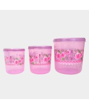 Hitech Sales Plastic Container Set of 3 – BPA-Free, Durable Food Storage Boxes with Lids – Stackable & Reusable – Purple