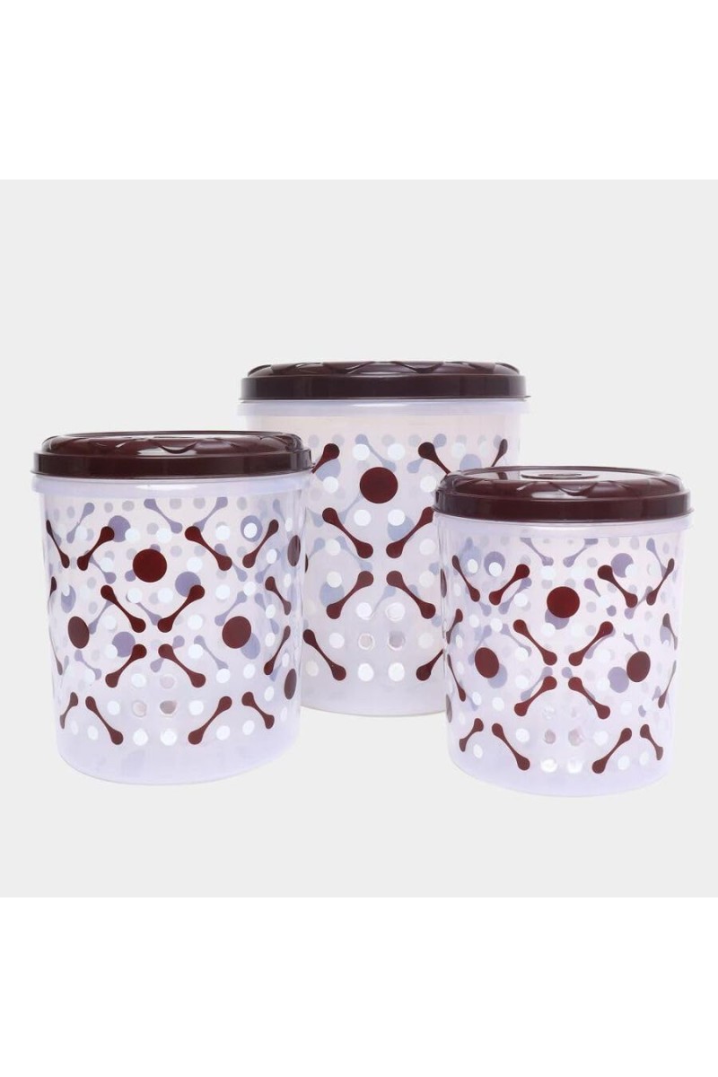 Hitech Sales Plastic Container Set of 3 – Brown Airtight Storage Boxes for Kitchen & Pantry