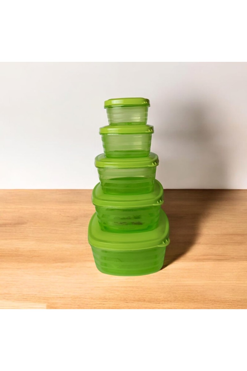 5-Piece Transparent Food Storage Container Set with Airtight Lids – BPA-Free Freezer and Fridge Containers for Vegetables and More