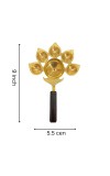Panch Aarti Diya Oil Lamp, Panch Mukhi Aarti, deep, Jyoti Puja for Diwali/Navratri and Festival. Brass Punch Diya with Wooden Handle - Gold Color Daily Pooja in Home (Small).
