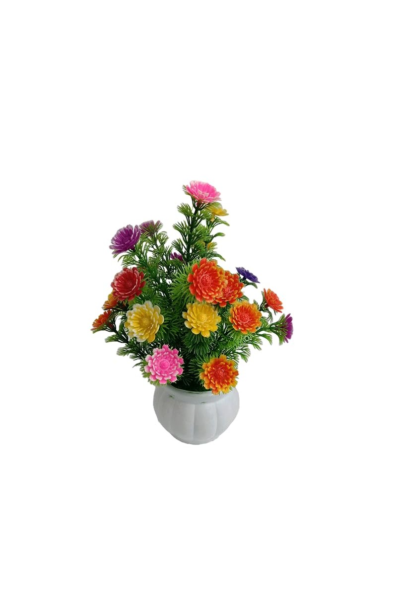 Hitech Artificial Flower Pot Multi Colour Tableware Home Decor Living Room Shop Office Bed Room Washroom & Gift Artificial Plant with Pot Pack of 1